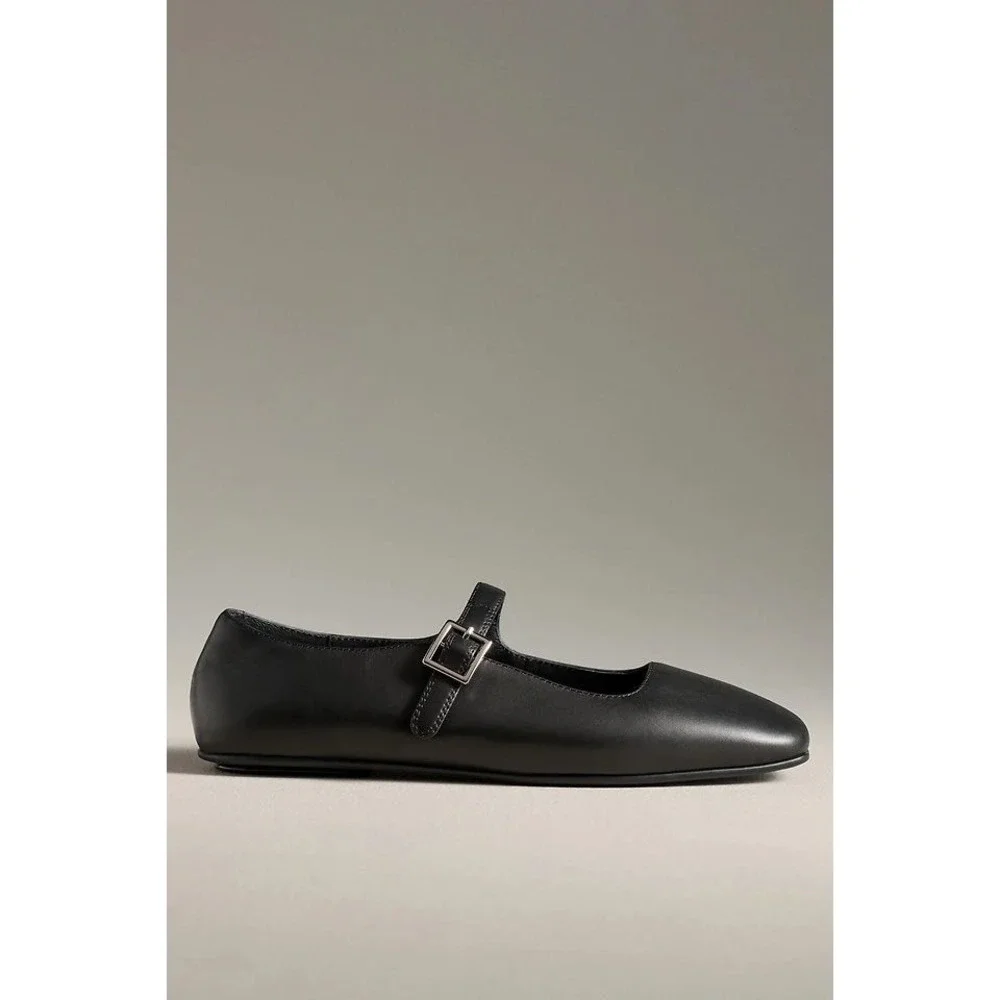 NIB Jeffrey Campbell Mary Jane Flats Anthropologie Black Leather Sz 8 Elise 2